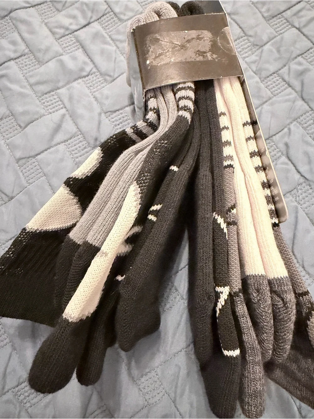 Under Armour UA Phenom Crew Socks - Black & Gray, Three Pack Size L